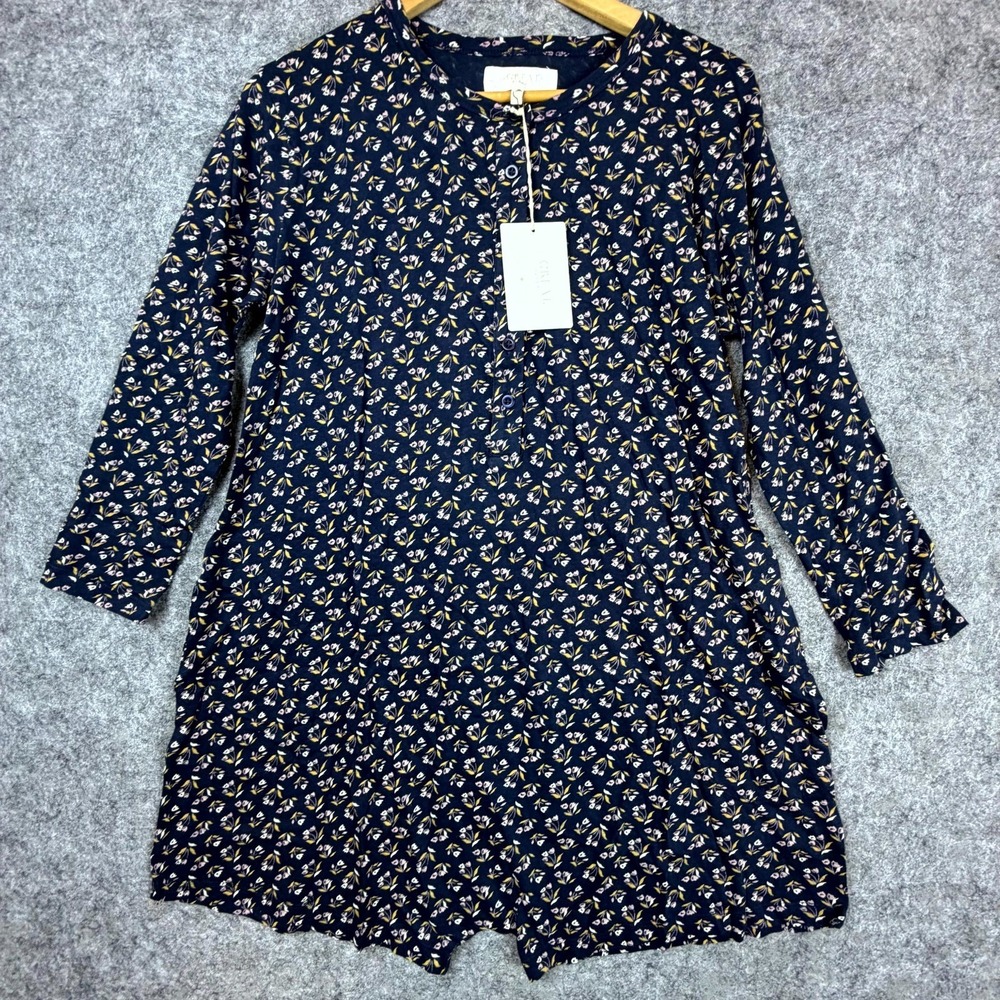 The‎ Great The Henley Sleep Romper Womens 1 Blue Apron Floral Pajamas Loungewear